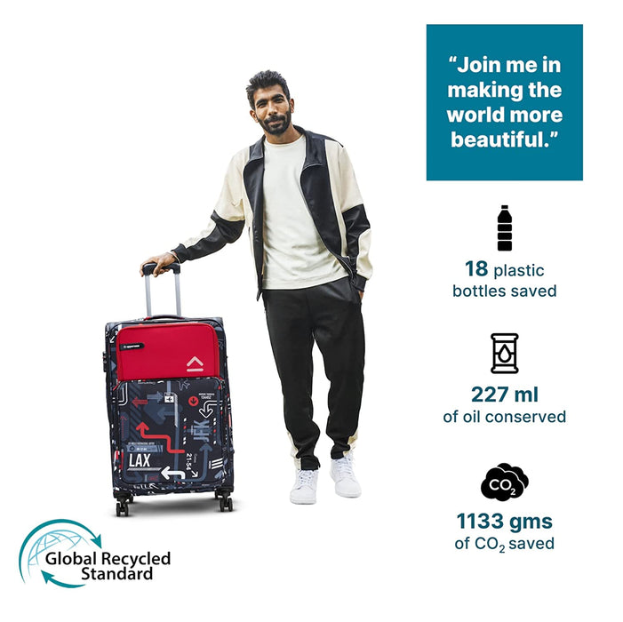 Cabin JFK Luggage Trolley 6000EST1RED, Dust Resistant Travel Bag Made of Premium Sustainable Material, 2500 Days Warranty (Red)