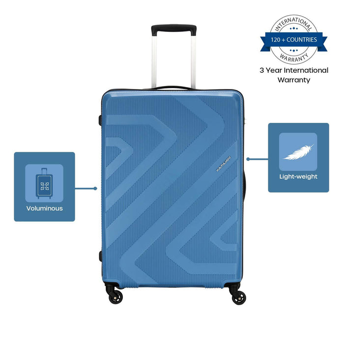 Polypropylene 55 cms Ash Blue Hardsided Cabin Luggage