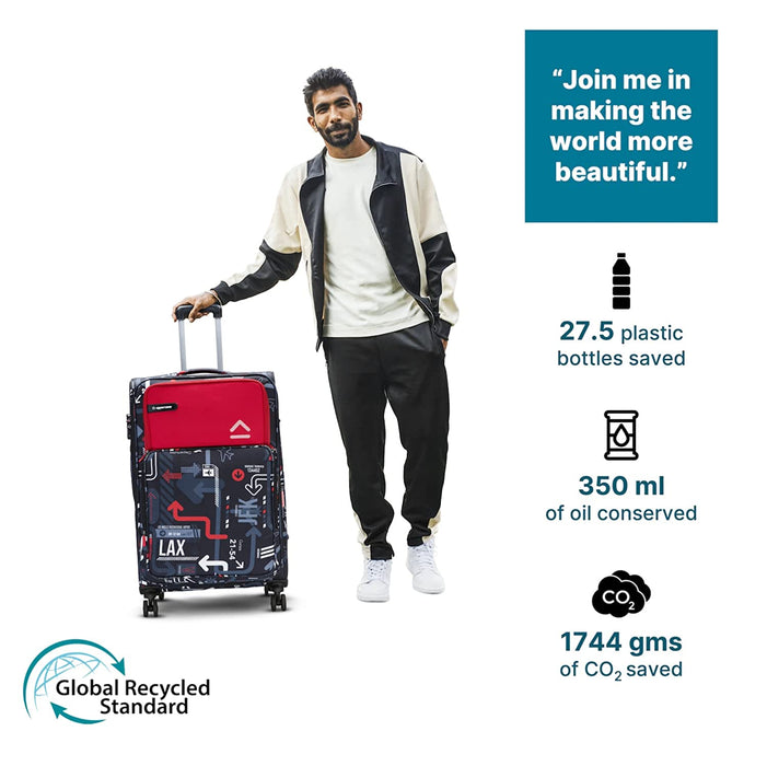 Cabin JFK Luggage Trolley 6000EST1RED, Dust Resistant Travel Bag Made of Premium Sustainable Material, 2500 Days Warranty (Red)