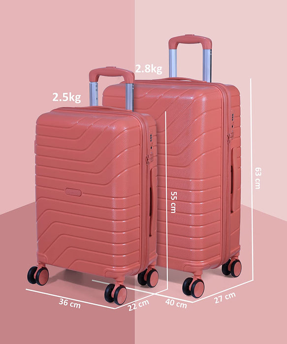 Tuscany 20, 24 inch, Set of 2, Polypropylene Luggage, Hard-Sided, (Pink 55 and 65 cms) Trolley Bag