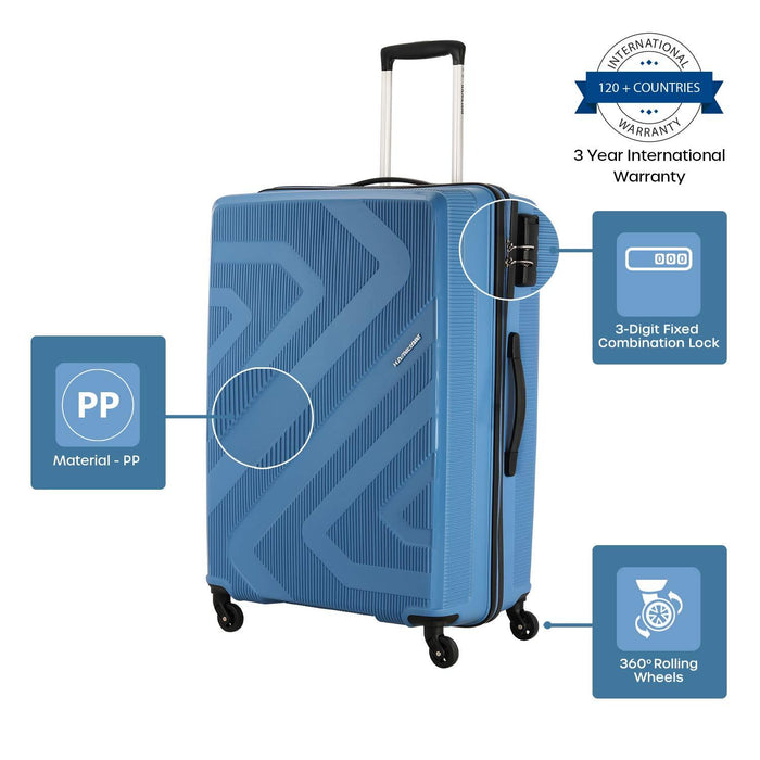 Polypropylene 55 cms Ash Blue Hardsided Cabin Luggage