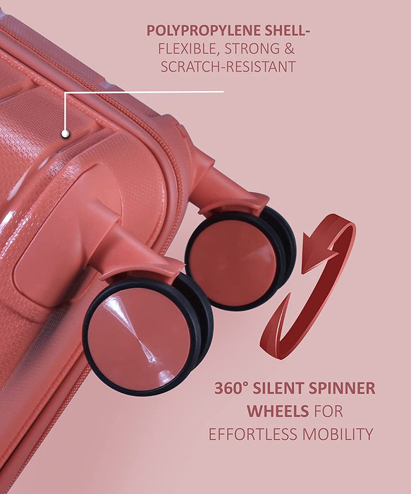 Tuscany 20, 24 inch, Set of 2, Polypropylene Luggage, Hard-Sided, (Pink 55 and 65 cms) Trolley Bag