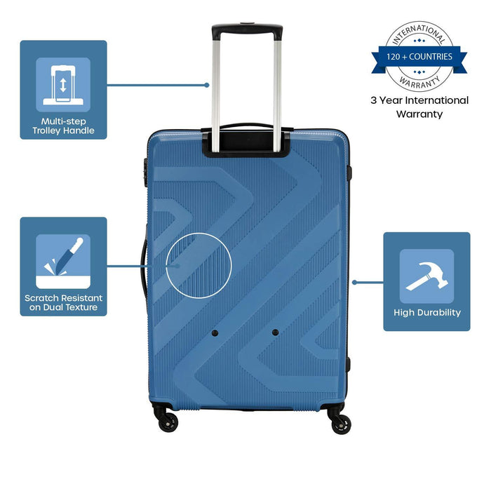 Polypropylene 55 cms Ash Blue Hardsided Cabin Luggage