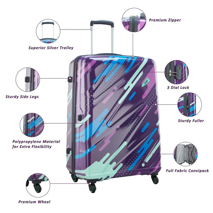 Shooting Star 80cm Hardside Large 360° 4W Parachute Purple Trolley