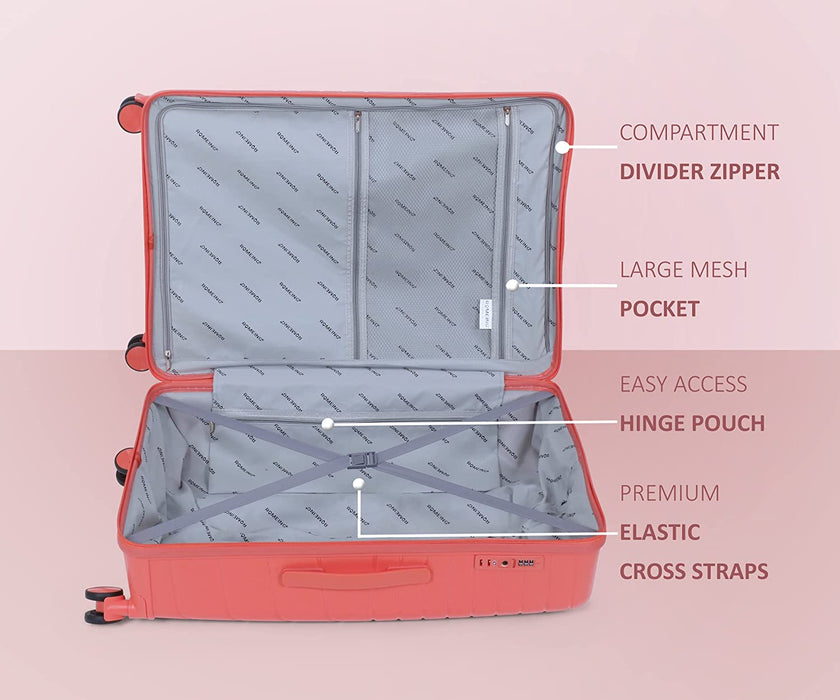 Tuscany 20, 24 inch, Set of 2, Polypropylene Luggage, Hard-Sided, (Pink 55 and 65 cms) Trolley Bag