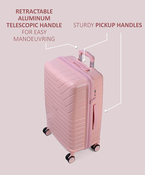 Tuscany 20, 24 inch, Set of 2, Polypropylene Luggage, Hard-Sided, (Pink 55 and 65 cms) Trolley Bag
