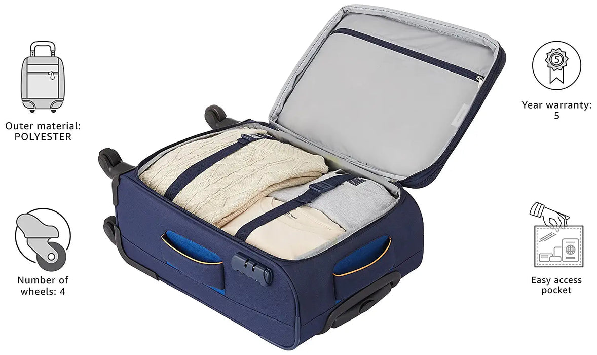 Polyester 58 cms Blue Softsided Cabin Luggage (TRIGON554WBLU)