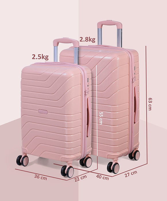 Tuscany 20, 24 inch, Set of 2, Polypropylene Luggage, Hard-Sided, (Pink 55 and 65 cms) Trolley Bag