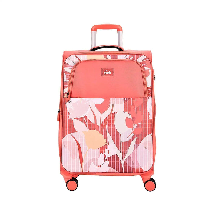 Trolley Bag Large Size, 79 cms Pink Printed Soft Luggage Travel Bag for Women, 8 Wheel Luggage Suitcase for Travelling, Check in Luggage with Trolley