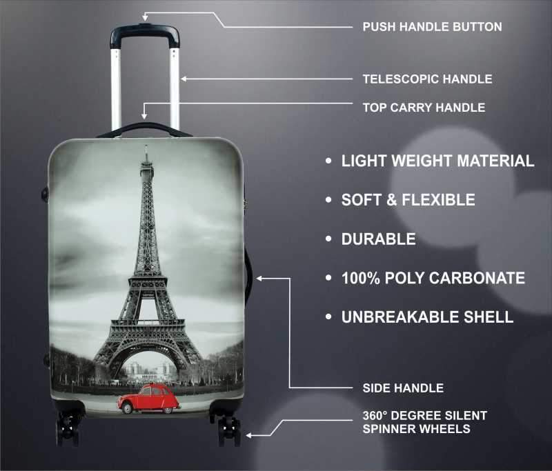 Small Cabin Luggage (55 cm) - Eiffel Tower - Grey